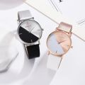 Fashion Women Watch Color Block Round Dial Ladies Quartz Wristwatch Leather Watchband Simple Elegant Female Clock reloj mujer. 