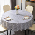 European style large round tablecloth, waterproof and oil-proof non-wash, PVC tablecloth, hotel household lattice, round dining table cloth, platice.