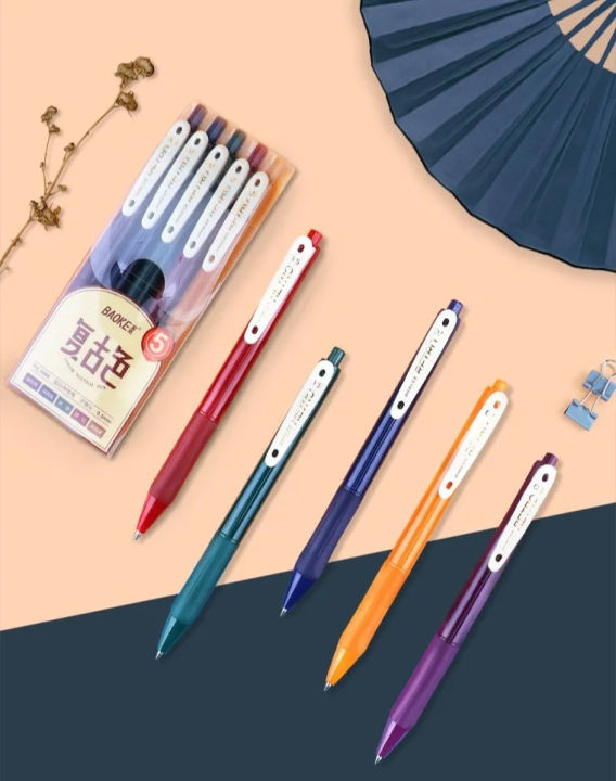 BAOKE%20PC3848%200.5mm%20Multicolor%20Retraceable%20Gel%20Pen%20Pack%20of%205,%20-%20Image%204