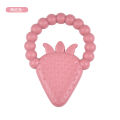 Infant and toddler food grade silicone biting toy strawberry gum grinding anti eating hand tool. 