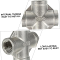 4Pcs Four-Way Joint Stainless Steel Hose Garden Hose Tube Connector Silver Water Tube Head Easy to Use.