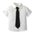 Boy's shirt thin cotton children's Korean version of the new spring and summer trendy with tie baby white foreign style college style boys' lining. 