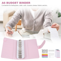 A6 Budget Binder with Zipper Envelopes, Budget Planner Book Pink. 