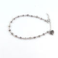 Fashion Tibetan Silver Bead Hollow Plum Daisy Flowers Heart-Shaped Anklet For Women Foot Chain Barefoot Sandals Beach Jewelry.