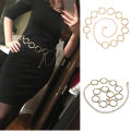 Fashion Circle Metal Chain Belt Women Gold Silver Round Alloy Belt With Long Tassel Female Waistband For Dress.