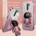 lthmy for Redmi 9 case electroplating colorful luxury soft glitter TPU cell phone back cover phone case astronaut kickstand.