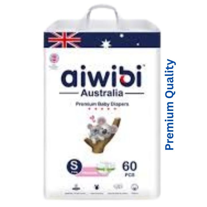 Aiwibi Australia Premium Belt Baby Diapers Size -S (0-8)kg -60pcs.