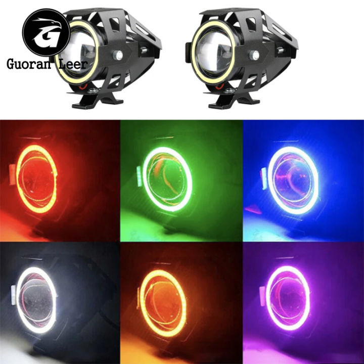 U7 Motorcycle LED Headlights Replacement Headlamp IP67 Waterproof With 3 Modes Round Driving Headlight