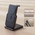 3 in 1 Wireless Charging Station Foldable Fast Charger Stand with Portable Battery Power Bank for MagSafe iPhone 15/14/13/12.