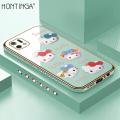 Hontinga for OPPO A16K A16E Back Cover + Free Lanyard Luxury 6D Plating Cartoon Cute Kitty Side Pattern Case Soft Silicone Square Phone Cases. 