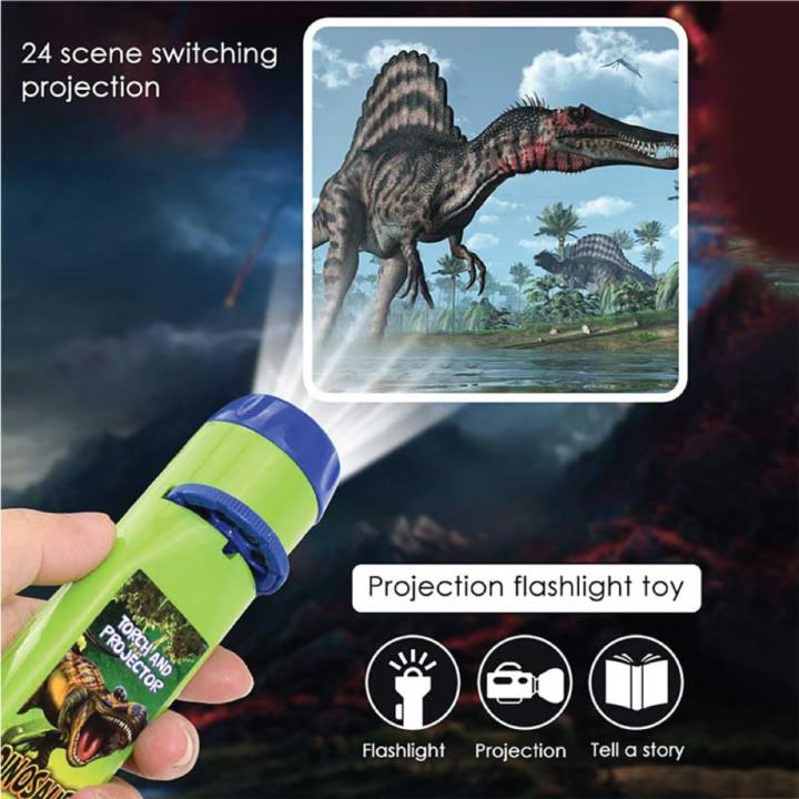 Projection Flashlight Kids Light Projector Cute Educational Cartoon Dinosaur Toy Picture Light Bedtime Learning Fun Toys