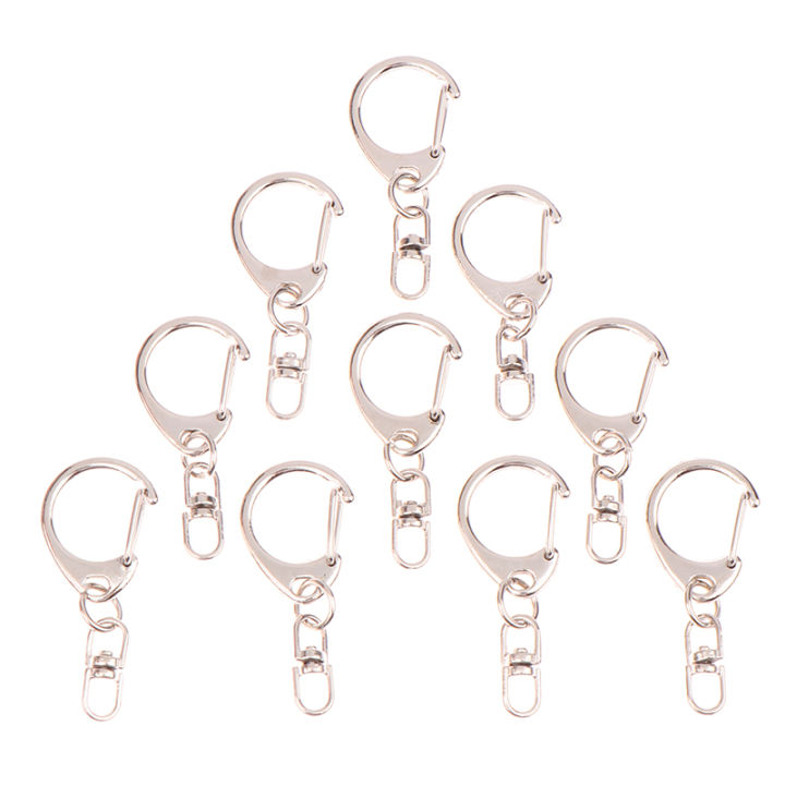 10Pcs Star Pentagram D-shaped Hollow Key Chain Rings Keychain DIY Accessories Lobster Clasp Keyring Jewelry Making Findings