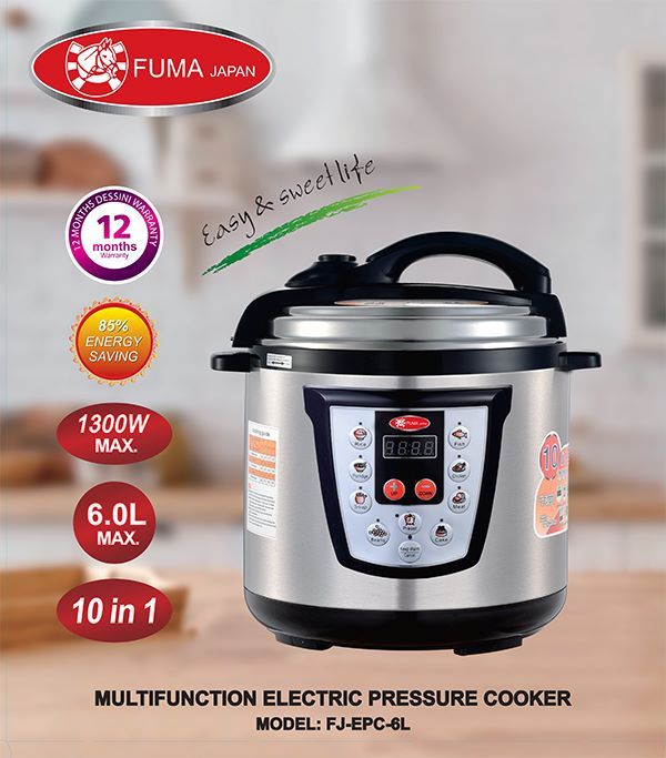 Fuma Japan 10in1 FJ-EPC-6L Electric Multifunction Pressure Cooker 6L