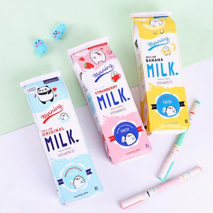 1 Pcs Kawaii Pencil Case Milk Square Gift Estuches School Pencil Box