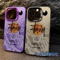 Doodle Trendy Brands Cool Stussy Label Case for Redmi 9A 10C 12 12C 10A 9T 9 13C 9C 10 A1 Note 12 8 10 13 9 10s 11 11s Pro Poco C65 C55 M3 M6 Pro Plating Metal Lens Soft Cover. 