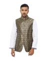 Green and golden waist coat and vest for men | Premium panjabi koti for men golden colour - Wedding dress and party dress for men. 