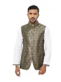 Green and golden waist coat and vest for men | Premium panjabi koti for men golden colour - Wedding dress and party dress for men.