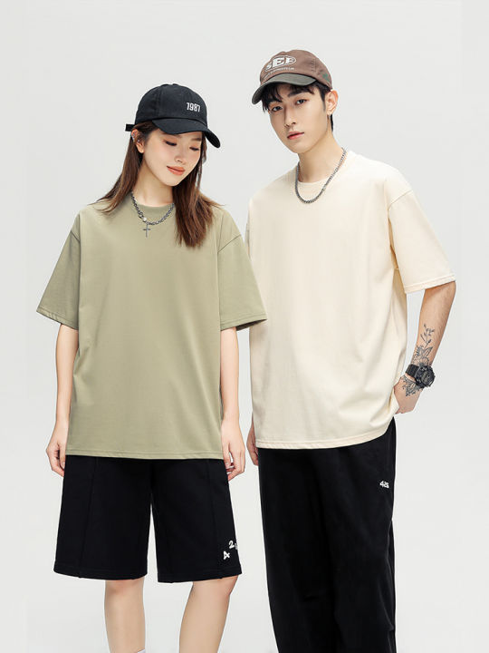 260G%20Heavy%20Cotton%20Summer%20T%20Shirt%20Men%20Korean%20Fashion%20Short%20Sleeve%20Loose%20Basic%20T-shirts%20Solid%20Tops%20Oversized%20Tee%20Unisex%20-%20Image%203