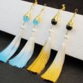 Hot Game Genshin Impact Traveler Aether Feather Earrings Lumine Ear Clips Tartaglia Tassel Eardrop For Women Men Jewelry Props.