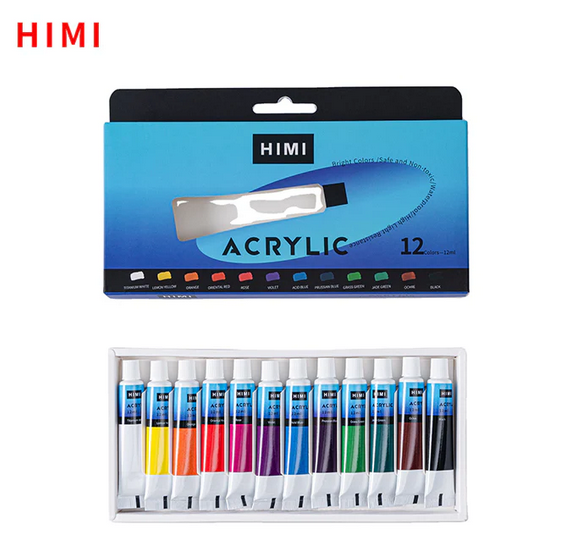 MIYA HIMI Professional Acrylic Paint Tube Set – 12 Colors, 12 ml Each