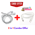 2 in 1 Combo Offer High Quality In Ear Earphone for Android + Micro USB Cable - Headphone - Headphone. 