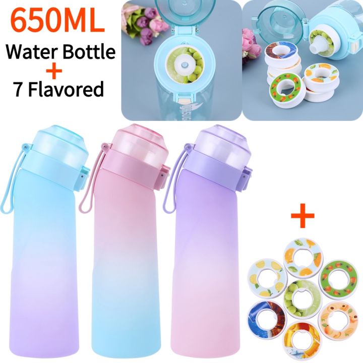 Flavored Water Bottle with 7 Flavour Pods Scent Up Water Bottle 650ML Portable Reusable Air Flavored Drink Cup Outdoor Sports
