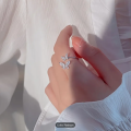 BUTTERFLY RING SPARKLY VERY PRETTY COLOUR CATCHING TIBETAN SILVER ADJUSTABLE.