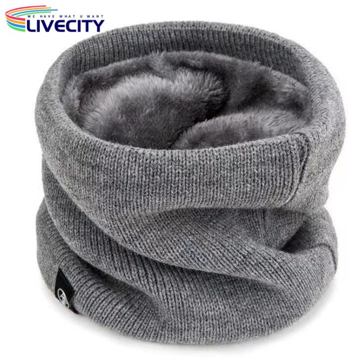 【Sell-Well】 Neck Warmer Scarf Cozy Knitted Neck Warmer for Outdoor Cycling Warm Windproof Scarf with Plush Lining Perfect for Men Women in Southeast Asia Neck Protector Scarf