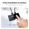 UGREEN USB 3.0 Sharing Switch Selector 4 Port 2 Computers Peripheral Switcher Adapter Hub for PC, Printer, Scanner, Mouse, Keyboard with One Button Swapping and 2 Pack USB Male Cable. 