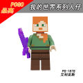8pcs/set Minecraft Figures Building Steve Alex Blocks Bricks For Children Gift Toys PG8214. 