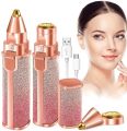 2 In 1 Electric Eyebrow Trimmer rechargeable Makeup Eye Brow Epilator For Women Shaver Razors Mini Portable Facial Hair Remover. 