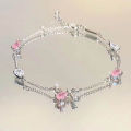 Fashion Cherry Blossom Bracelet For Women Girls Shiny Flower Bowknot Charm Bracelets Bangles Party Jewelry Accessories Gifts Qoddess.