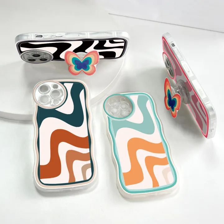 AMORVOR%20for%20Samsung%20Galaxy%20A22%205G%20Back%20Cover%20(With%20Free%20Holder)%20Multi-color%20Simple%20Soft%20Wavy%20Phone%20Case%20Camera%20Protection%20Mobile%20Cover%20-%20Image%203