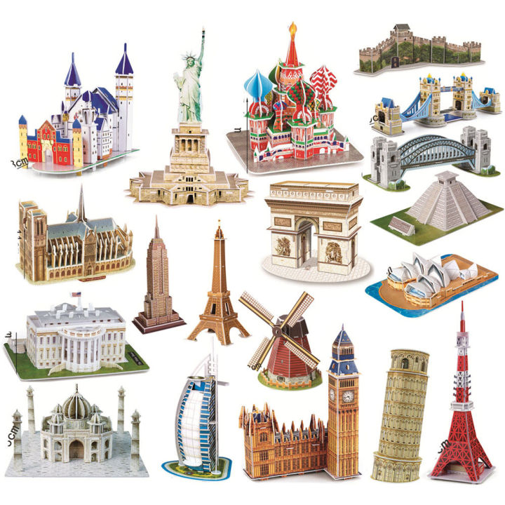 40 Style World Famous Architecture Building 3D Puzzle Model Construction 3D Jigsaw Puzzle Toys For Kids Christmas Gift MuXiaRe
