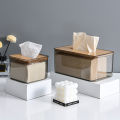 Tissue Clear Box Napkin Household Transparent Rectangular Wooden Modern Desktop Creative Transparent Table Tissue Box Holder.