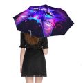 Cat Head 8 Ribs Auto Umbrella Neon Style Art Carbon Fiber Frame Umbrella Windproof Ligthweight Umbrellas for Men Women.
