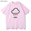 Weather Rain Aesthetic T Shirts WOMEN Minimalist Lines 100% Cotton High Quality T-shirts Summer Korean Style High Street Fashion. 