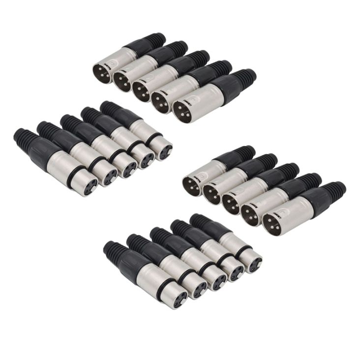 20Pcs%203%20Pin%20XLR%20Solder%20Type%20Connector%205%20Male%20+%205%20Female%20Plug%20Cable%20Connector%20Microphone%20Audio%20Socket%20-%20Image%202