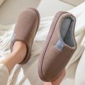 Winter Warm Cotton Slippers For Men Home Stripe Designer Shoes Non-Slip Indoor Slides Couple Women Shoes Classic Men Slippers. 