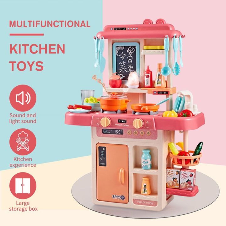 42 Pcs Toy Kitchen Set | Real Tap Water | Burner Sound and Gas Steam.