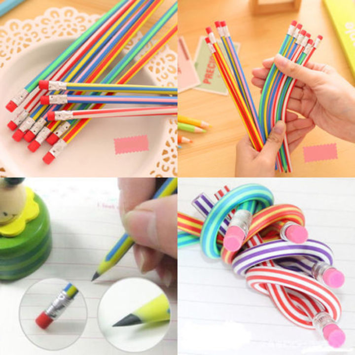 5%20pcs/lot%20Colorful%20Magic%20Bendy%20Flexible%20Soft%20Pencil%20With%20Eraser%20Stationery%20Student%20Colored%20Pencils%20School%20Office%20Supplies%20Pen%20-%20Image%202