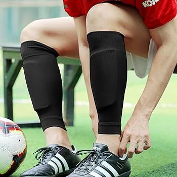 Shin Guard Sock - Leg Performance Support Football Compression Calf Sleeves With Pocket (2 Pcs)
