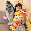 30cm Lifelike Simulation Fish Plush Toys Soft Stuffed Animal Silver Carp Bream Pillow for Pet Dog Creative Toys Kids Girls Gift. 