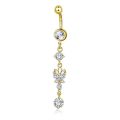 Zircon Fashion Belly Button Rings Surgical Stainless Steel Navel Piercing Butterfly Crystal Pendant Belly Piercing Body Jewely.