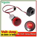 AC 50-500V Round LED Dual Display AC Voltage Ampere Meter Digital Voltage Current Meter Indicator Lamp 22mm Hole.