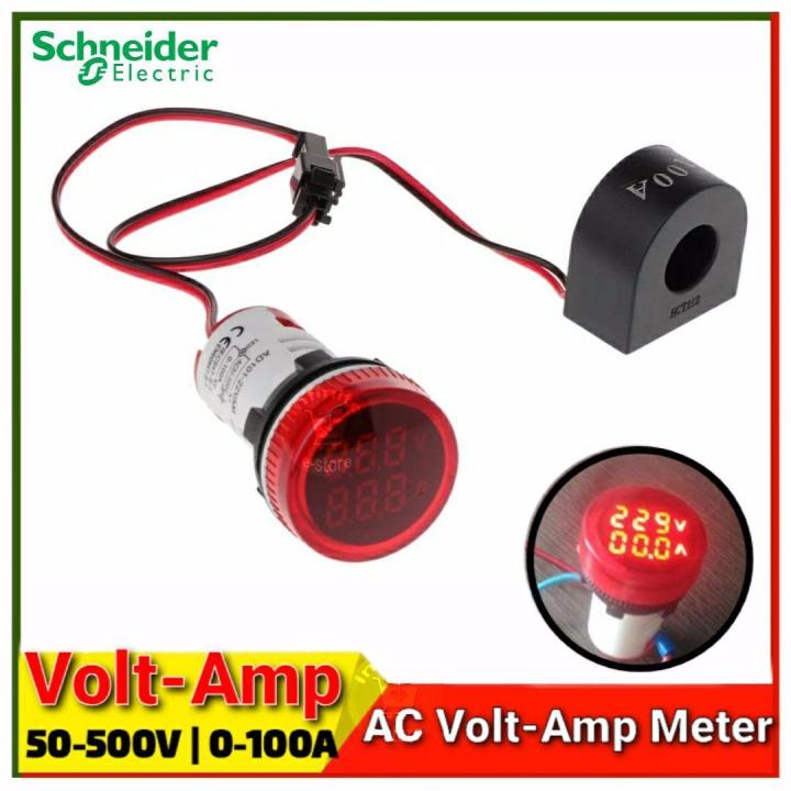 AC 50-500V Round LED Dual Display AC Voltage Ampere Meter Digital Voltage Current Meter Indicator Lamp 22mm Hole