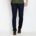 Slim-Fit Chino Gabardine Pants - Dark Blue. 