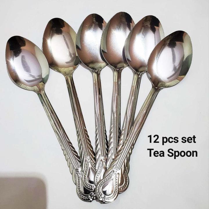 Light Wait Stainless Steel Tea spoon, (Set of 12), Silver 15cm