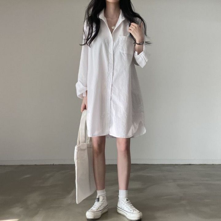 Korean%20Style%20chic%20Simple%20Elegant%20Lapel%20Shirt%20Dress%20for%20Women%20French%20Style%20Loose%20Casual%20Bandage%20Dress%20Inner%20Wear%20Shirt%20Dress%20-%20Image%204