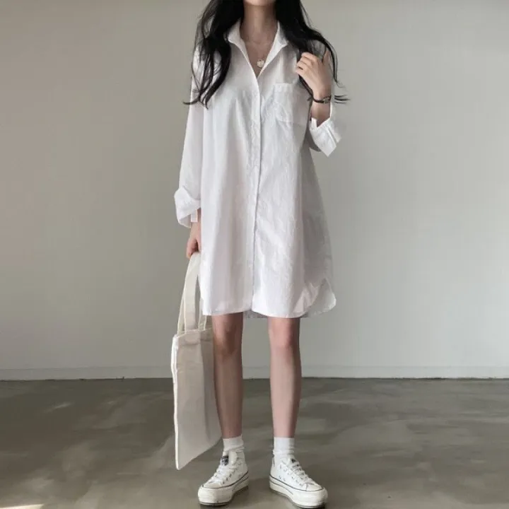Korean%20style%20chic%20simple%20temperament%20roll-neck%20shirt%20dress%20women's%20French%20loose%20casual%20layering%20inner%20shirt%20dress%20-%20Image%204